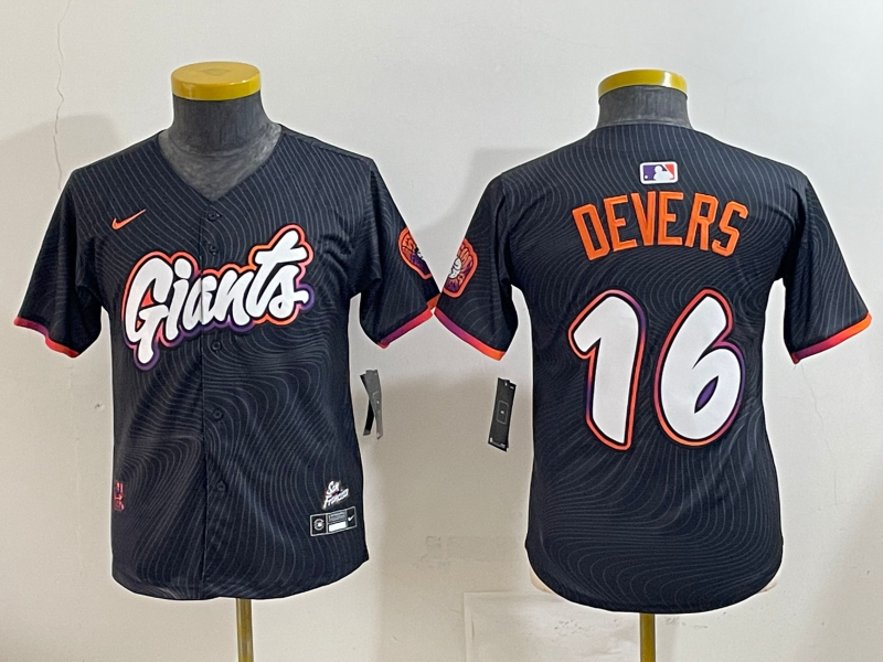 Men 2025 San Francisco Giants #16 Devers Black Joint Name Nike MLB Jersey style 04